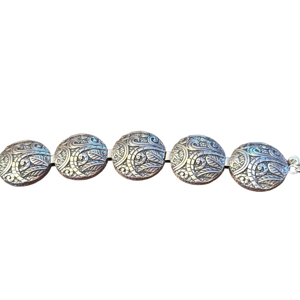 Stunning ornate scroll work design antiqued SILPADA sterling disk link bracelet - Picture 3 of 9